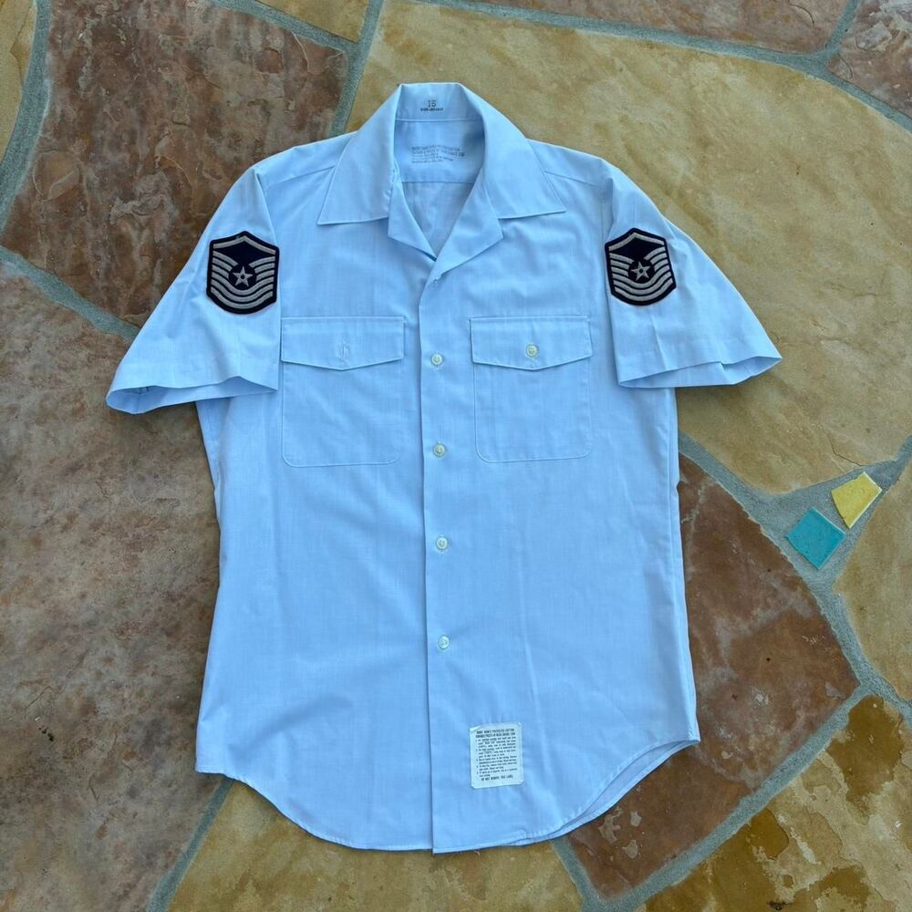American-vintage Men's White and Blue Shirt